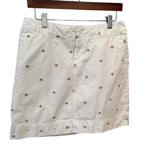 Lilly Pulitzer White Denim Twill Mini Skirt Pink Dragonfly Print 8 Medium